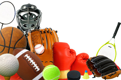 This is an arrangement of several sports items.